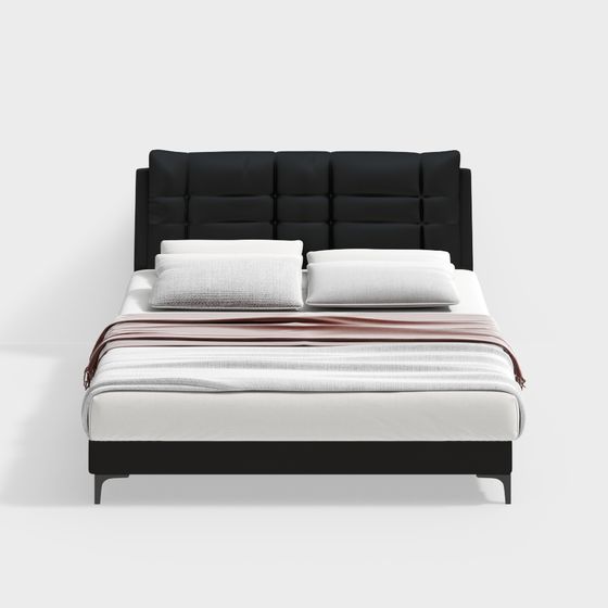 Elegant Low-Poly Bed 3D Model