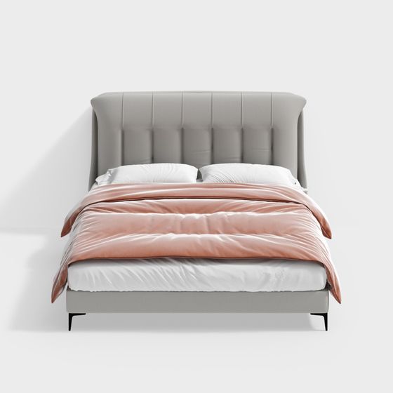 Elegant Low-Polygon Bed 3D Model Design