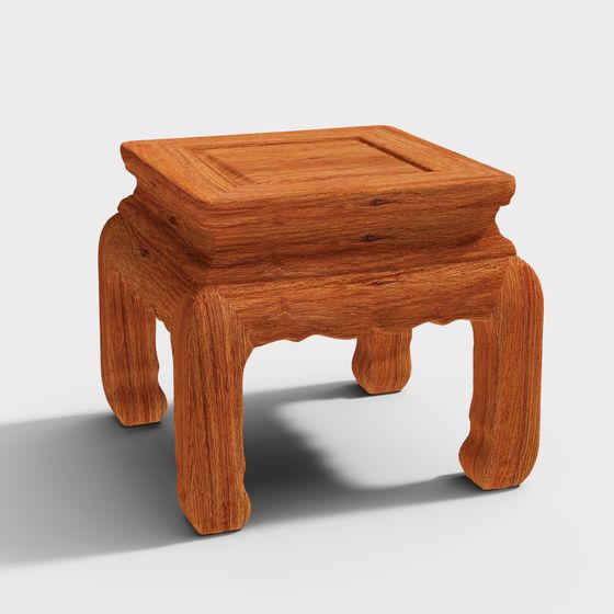 Vintage Wooden Stool 3D model