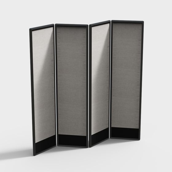 Elegant 4-Panel Screen 3D model for Modern Interiors
