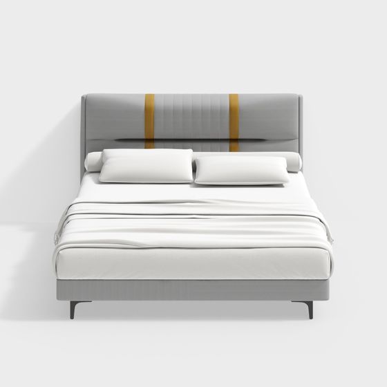 Elegant Gray Bed 3D model for Modern Designs