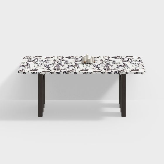 Stylish Marble Dining Table 3D model for Modern Aesthetics