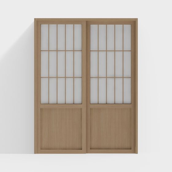 Elegant Double Wooden Door 3D model