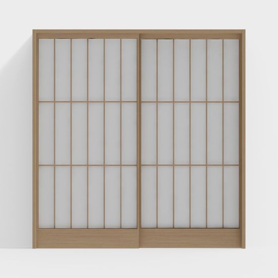 Elegant Low-Polygon Sliding Door 3D model