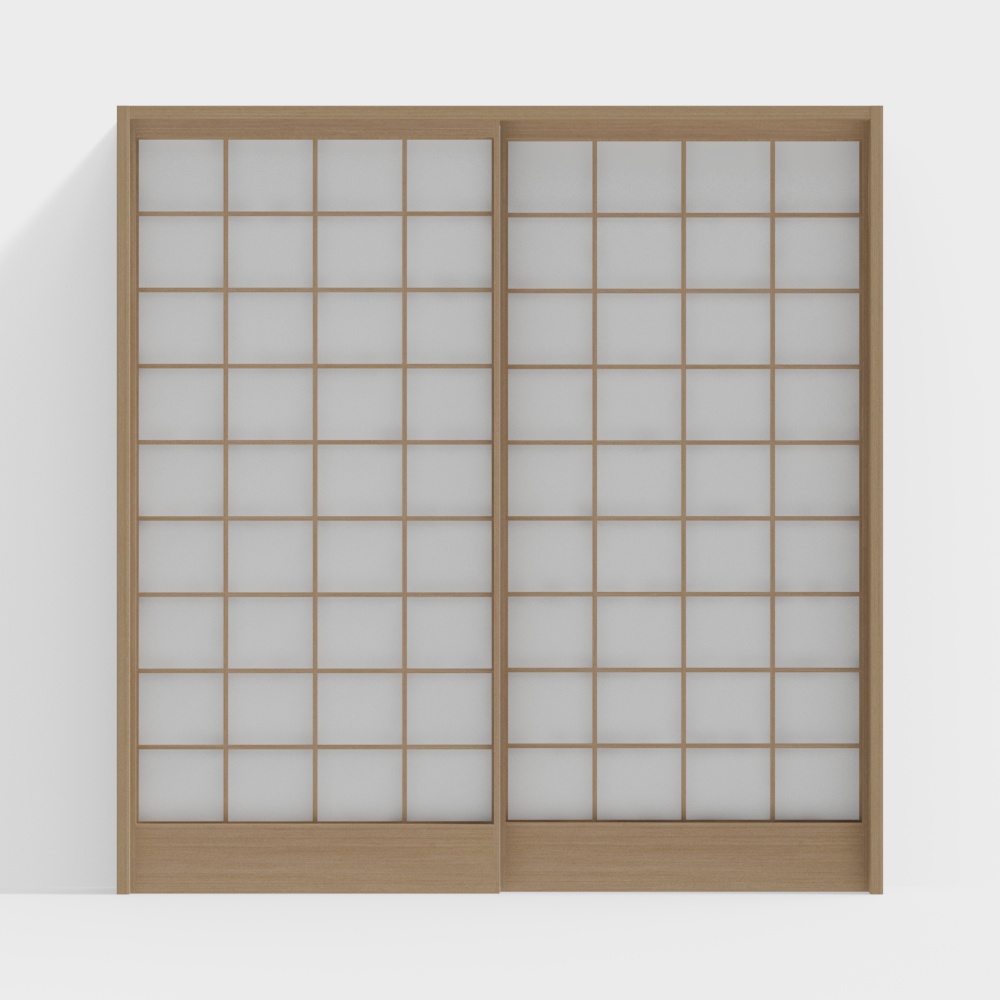 Low Poly Sliding Door 3D Model – Wood Texture Design