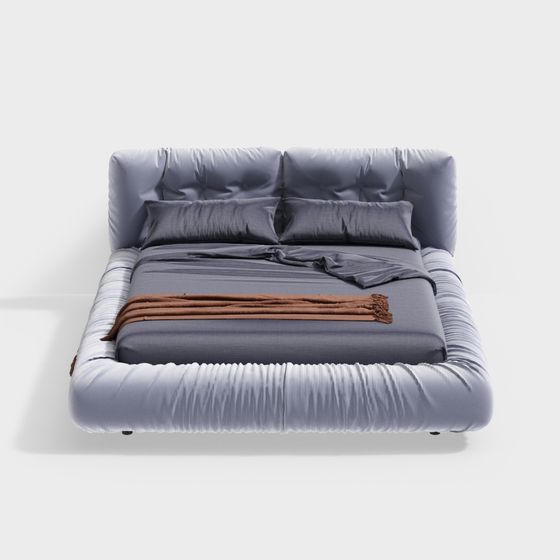 Elegant Low-Poly Bed 3D model for Modern Interiors