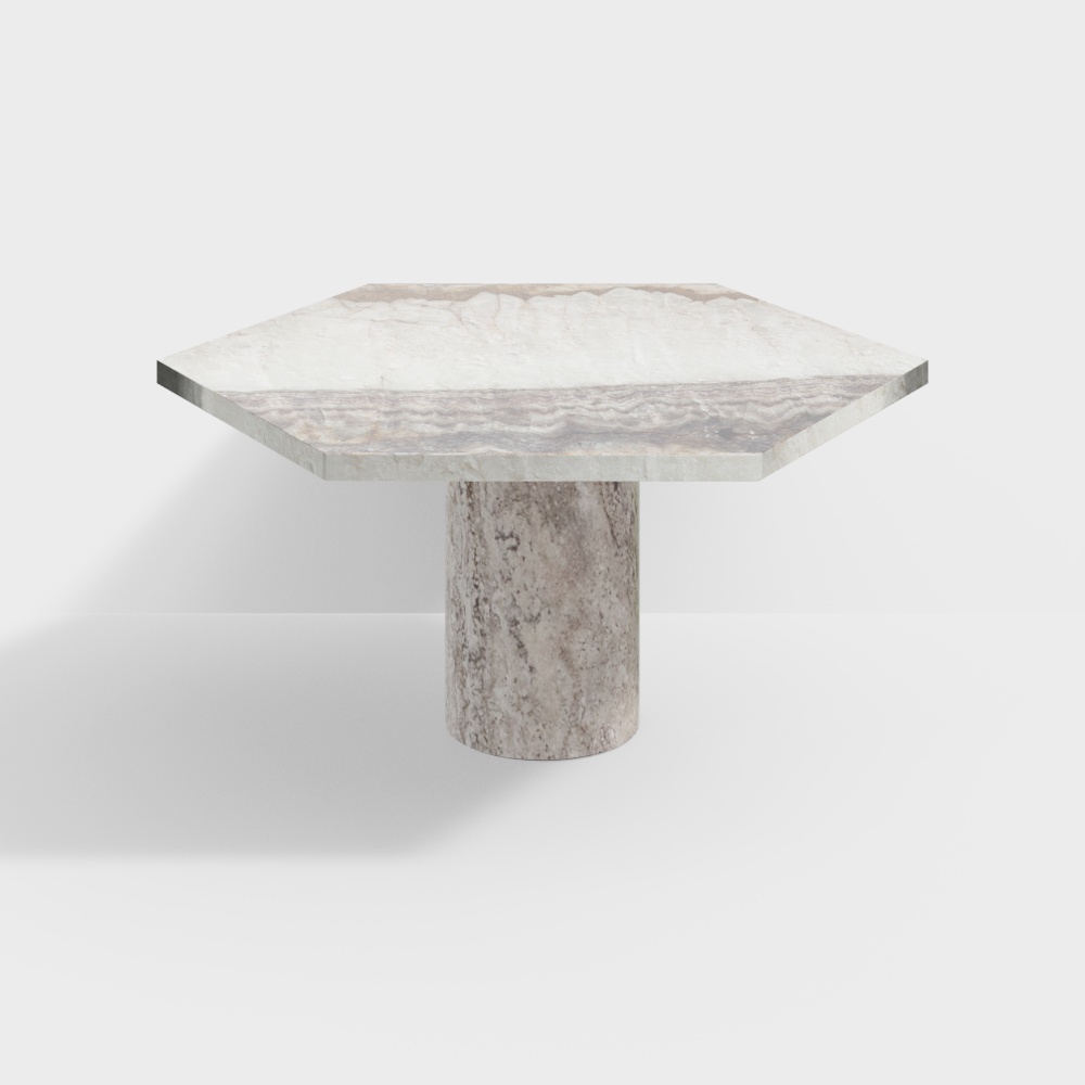 Elegant Hexagonal Marble Dining Table 3D model