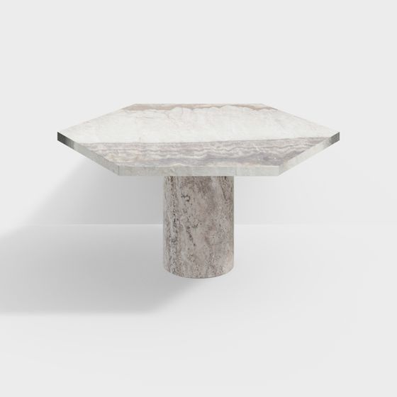 Elegant Hexagonal Marble Dining Table 3D model