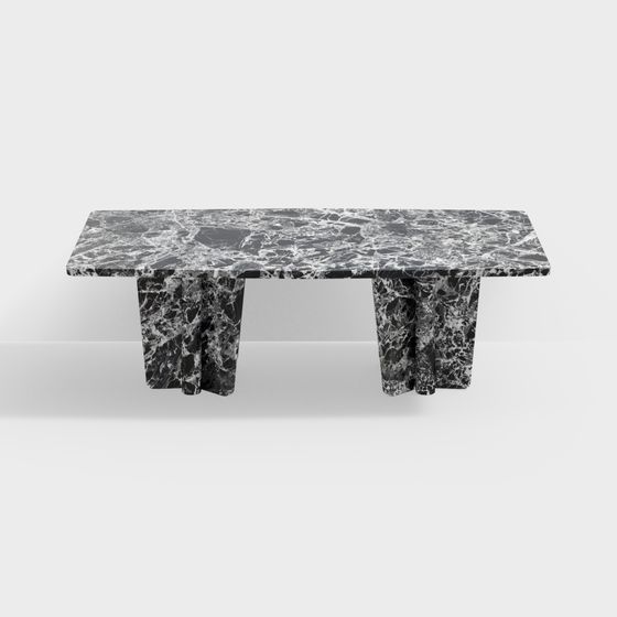 Marble Bench 3D Model - Minimalist Luxury Design