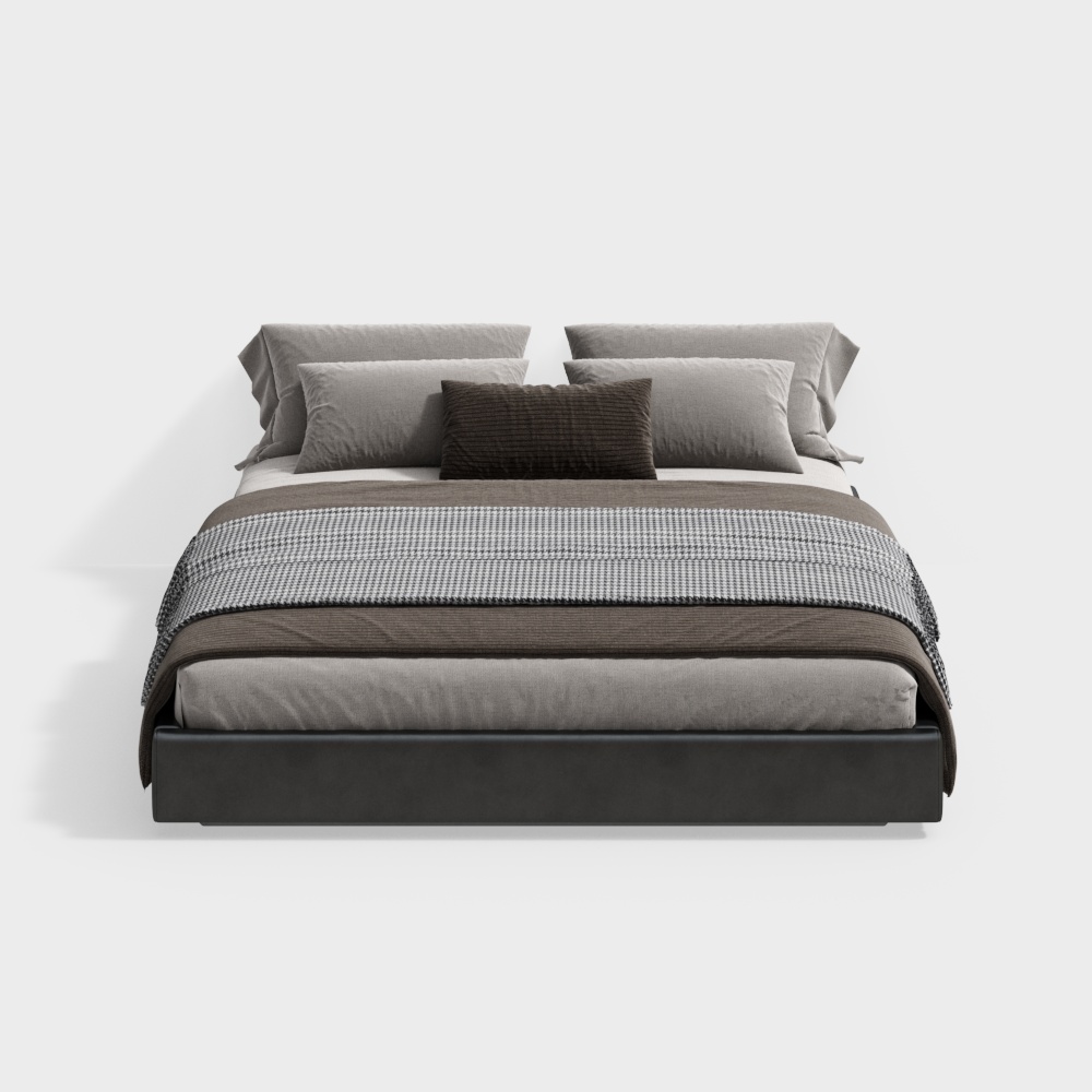 Modern Low-Polygon Bed 3D model