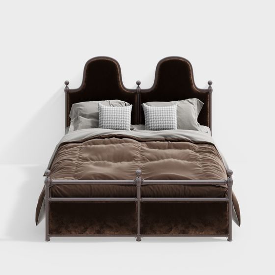 Vintage Wrought Iron Bed 3D model