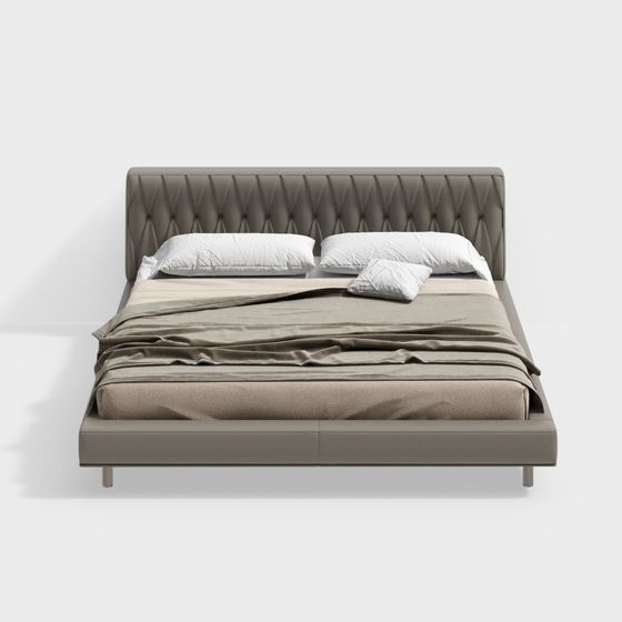Modern Minimalist Low-Poly Bed 3D model