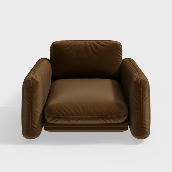 Stylish Brown Leather Armchair 3D model for Contemporary Spaces