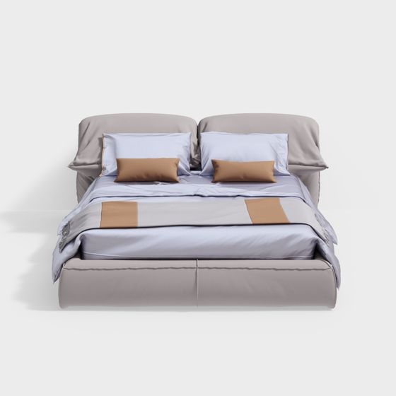 Stylish Minimalist Bed 3D model for Modern Interiors
