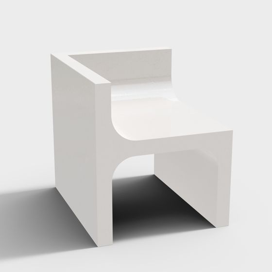 Minimalist Concrete Chair 3D model