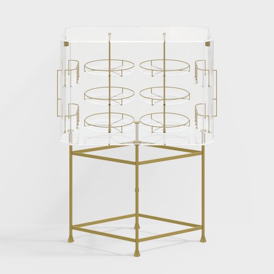 Elegant Acrylic Wine Cabinet 3D model for Modern Spaces