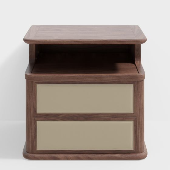 Elegant Low-Polygon Bedside Table 3D model