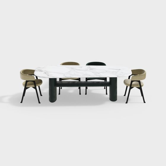 Stylish Dining Table and Chairs 3D model for Creative Spaces