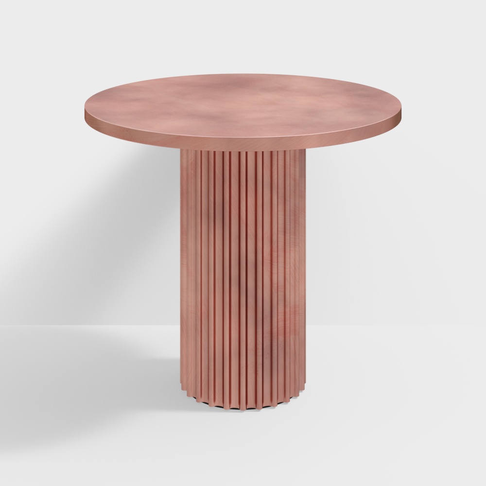 Wavy Round Table 3D Model – Pink Wood Design