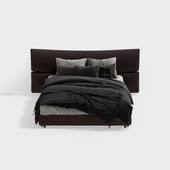 Elegant Low-Poly 3D Bed Model for Modern Interiors