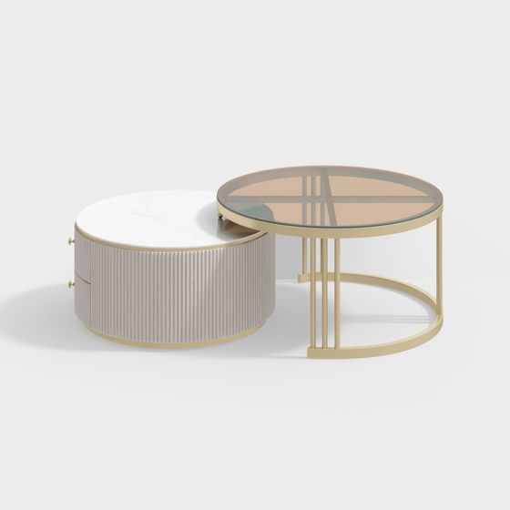 Elegant Round Coffee Table Set 3D model