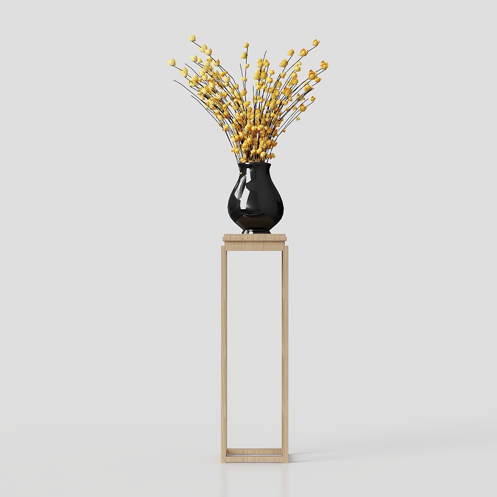 Minimalist Vase and Bouquet 3D Model – Low-Poly Floral Decor