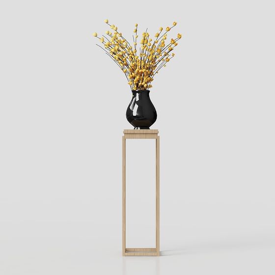 Minimalist Vase and Bouquet 3D model