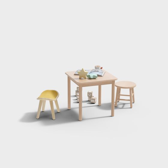 Children's Learning Table and Chair Set 3D model