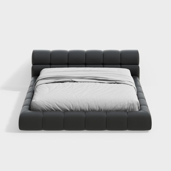 Elegant Low-Polygon 3D Bed Model for Modern Interiors