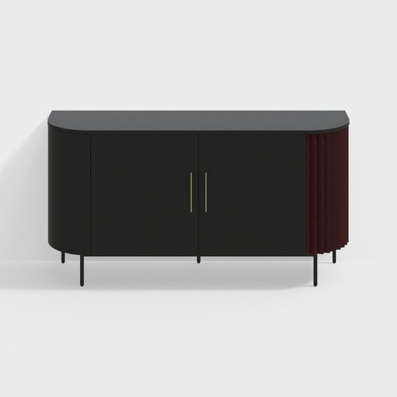 Elegant Curved Cabinet 3D model for Modern Interiors