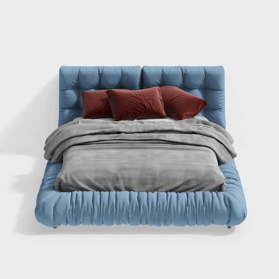 Elegant Low-Poly Bed 3D model