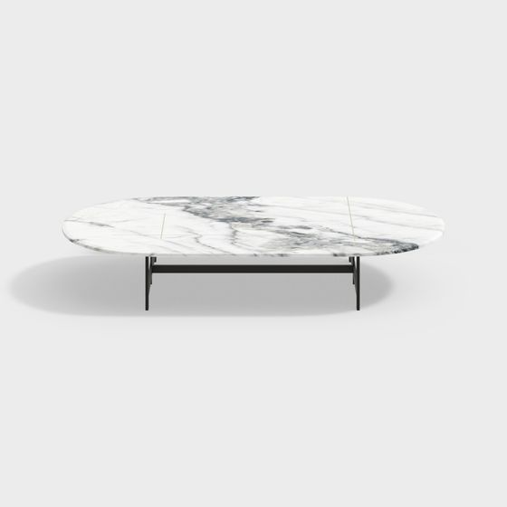 Marble Oval Coffee Table 3D model