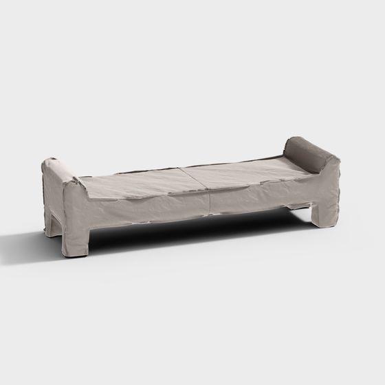 Modern Low-Polygon Bed Frame 3D model