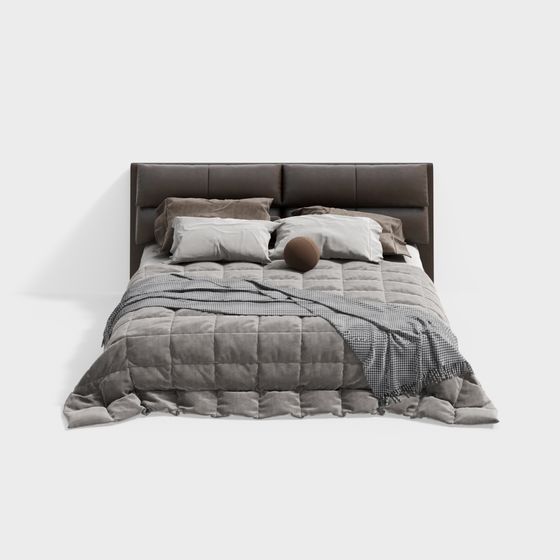 Stylish Low-Poly Bed 3D model for Modern Interiors