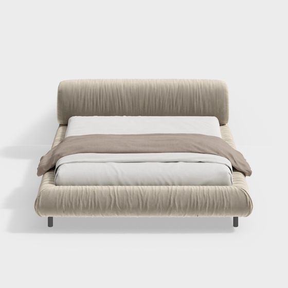 Elegant Minimalist Bed 3D model for Modern Interiors