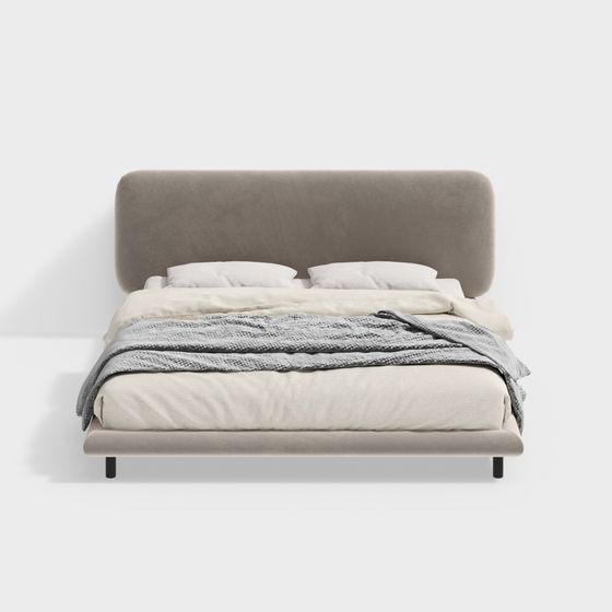 Elegant Low-Poly Bed 3D model for Cozy Interiors