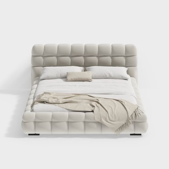 Elegant Polygonal 3D Bed Model for Modern Design