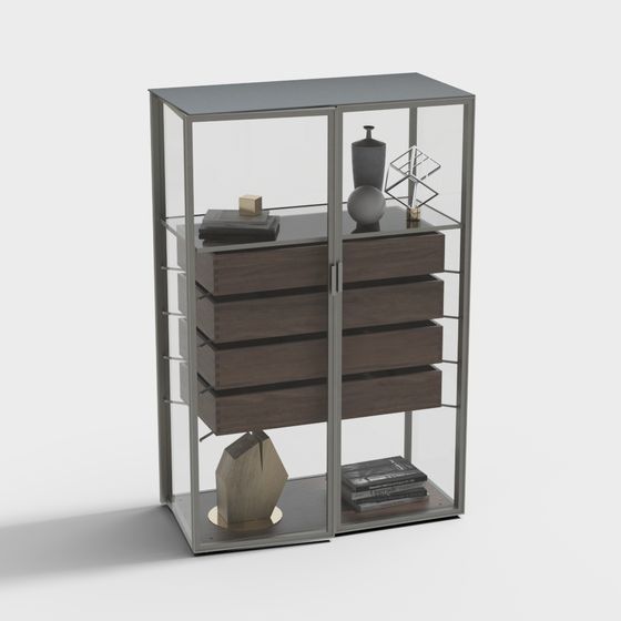 Elegant Display Cabinet 3D model for Modern Aesthetics