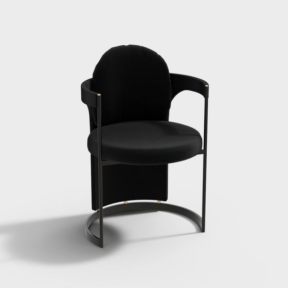 Elegant Black Leather Armchair 3D model