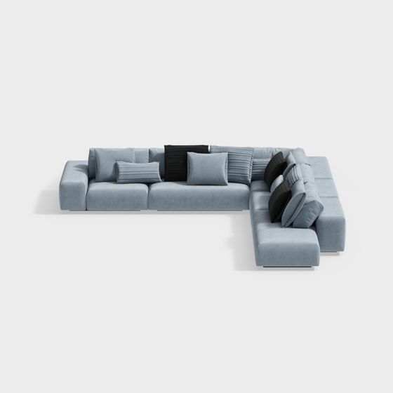Stylish Low-Polygon Sofa 3D model for Modern Interiors