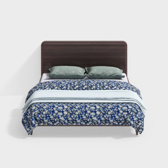 Stylish Low Polygon Bed 3D model for Contemporary Spaces