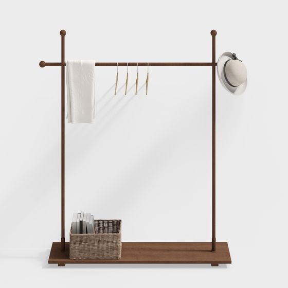 Modern Wooden Coat Rack 3D model