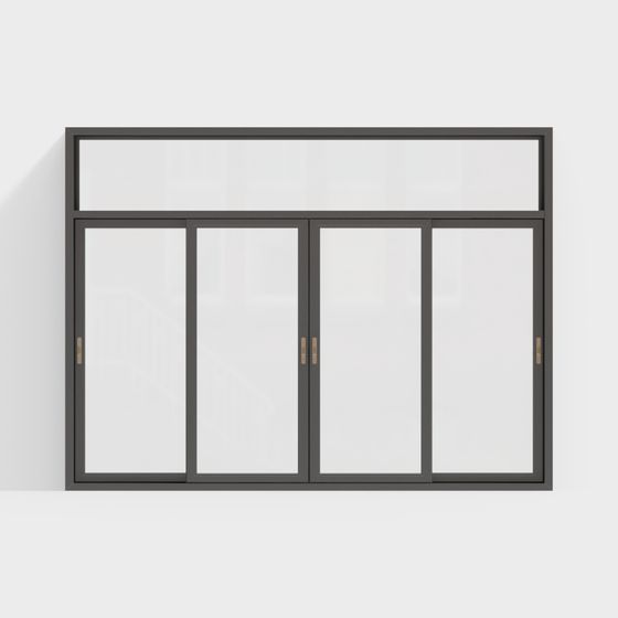 Modern Minimalist Sliding Window 3D Model in Black Finish