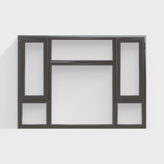 Black Modern Floor-to-Ceiling Window 3D Model
