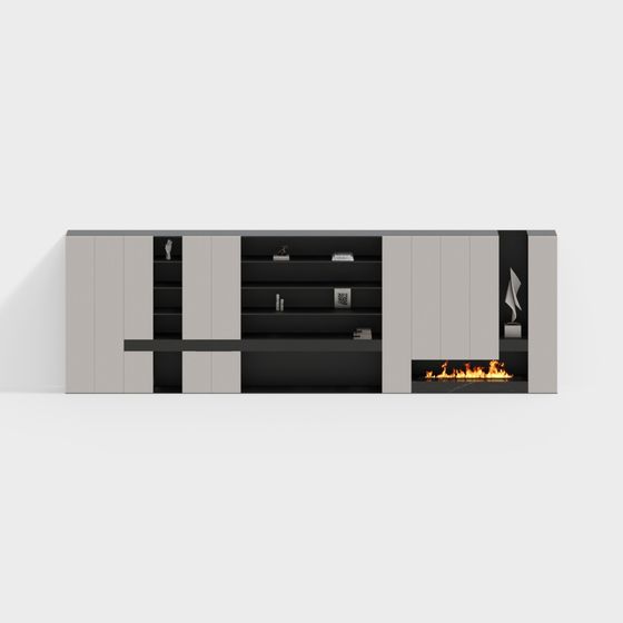 Urban Living Room Fireplace Cabinet 3D model