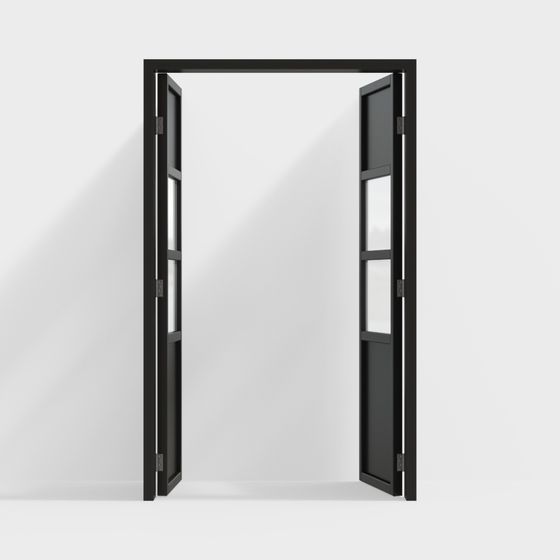 Sleek Double Glass Door 3D Model