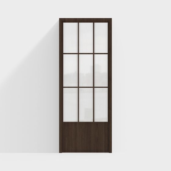 Glass Window Wooden Door 3D model