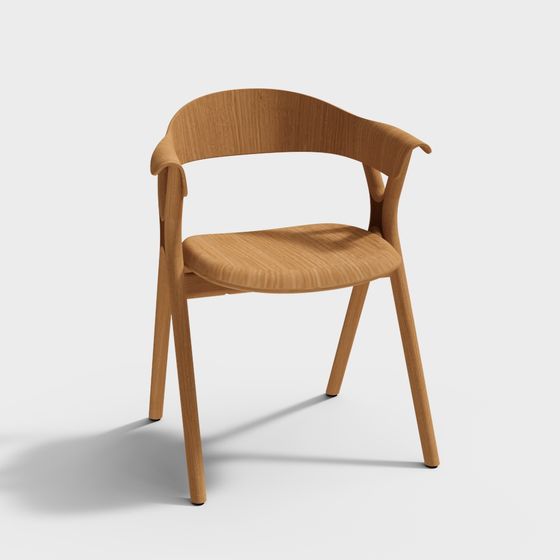 Elegant Low Polygon Chair 3D model for Modern Interiors