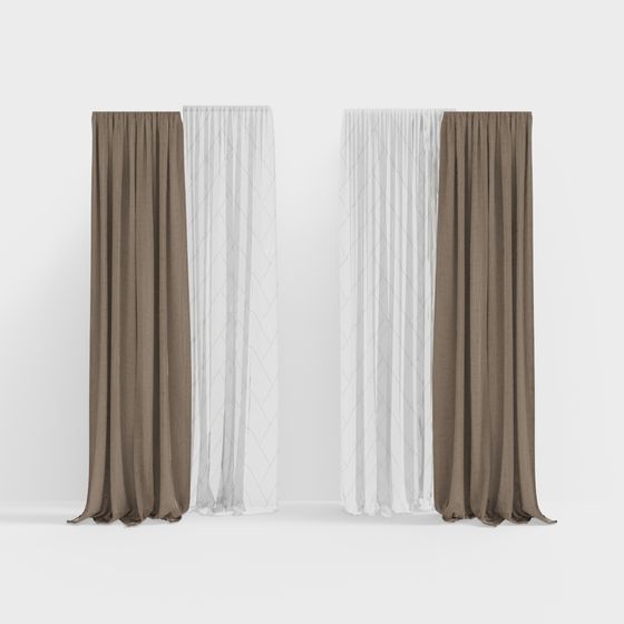 Stylish Low-Polygon Curtain 3D model for Interiors