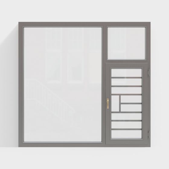Stylish Glass and Metal Window 3D model